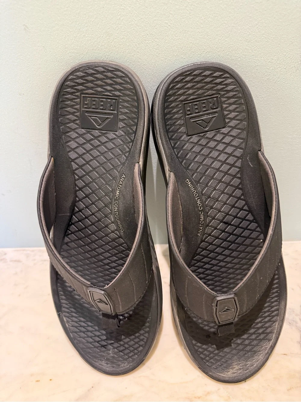 Reef Deckhand Slip On Flip Flop Waterproof Black Sandal, size 12